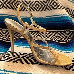 Party shoes! Adrianna Papel rose gold glittery heels.